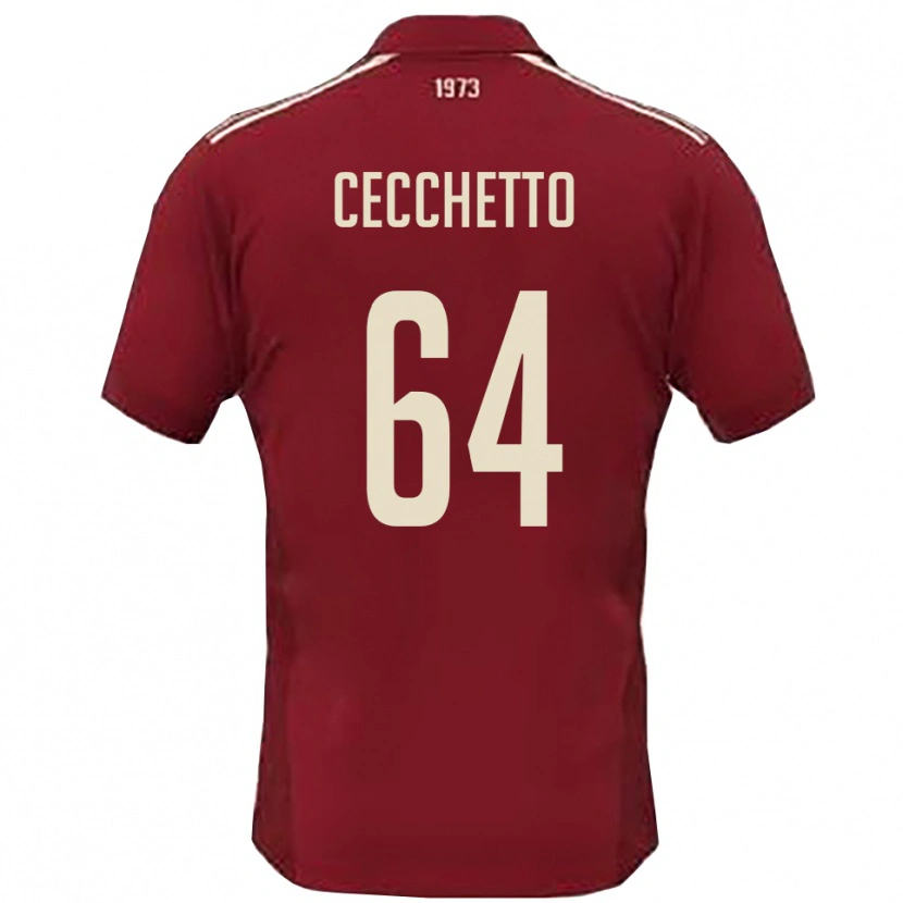 Danxen Barn Andrea Cecchetto #64 Vinröd Vit Hemmatröja Matchtröjor 2025/26 Tröjor T-Tröja