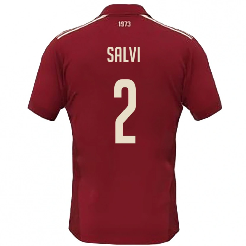 Danxen Barn Alessandro Salvi #2 Vinröd Vit Hemmatröja Matchtröjor 2025/26 Tröjor T-Tröja