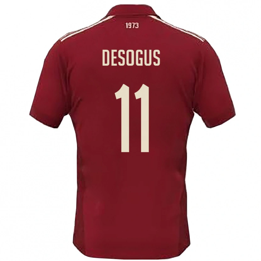 Danxen Barn Jacopo Desogus #11 Vinröd Vit Hemmatröja Matchtröjor 2025/26 Tröjor T-Tröja