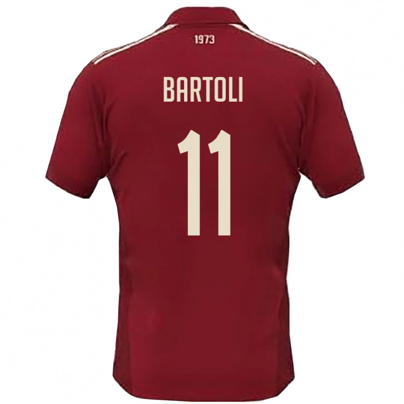Danxen Barn Emanuele Bartoli #11 Vinröd Vit Hemmatröja Matchtröjor 2025/26 Tröjor T-Tröja