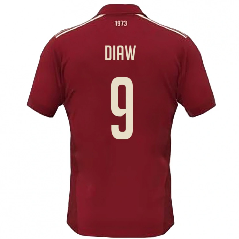 Danxen Barn Davide Diaw #9 Vinröd Vit Hemmatröja Matchtröjor 2025/26 Tröjor T-Tröja