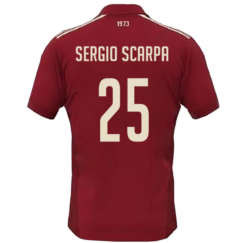 Danxen Barn Nicolò Sergio Scarpa #25 Vinröd Vit Hemmatröja Matchtröjor 2025/26 Tröjor T-Tröja