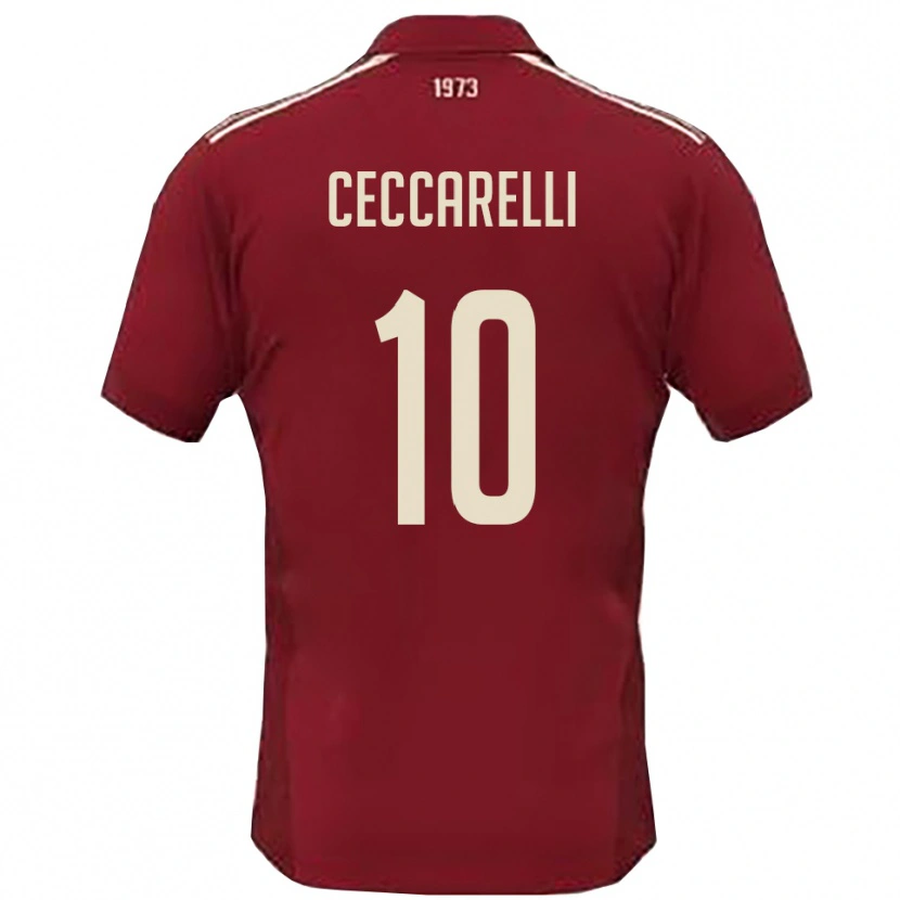 Danxen Barn Andrea Ceccarelli #10 Vinröd Vit Hemmatröja Matchtröjor 2025/26 Tröjor T-Tröja