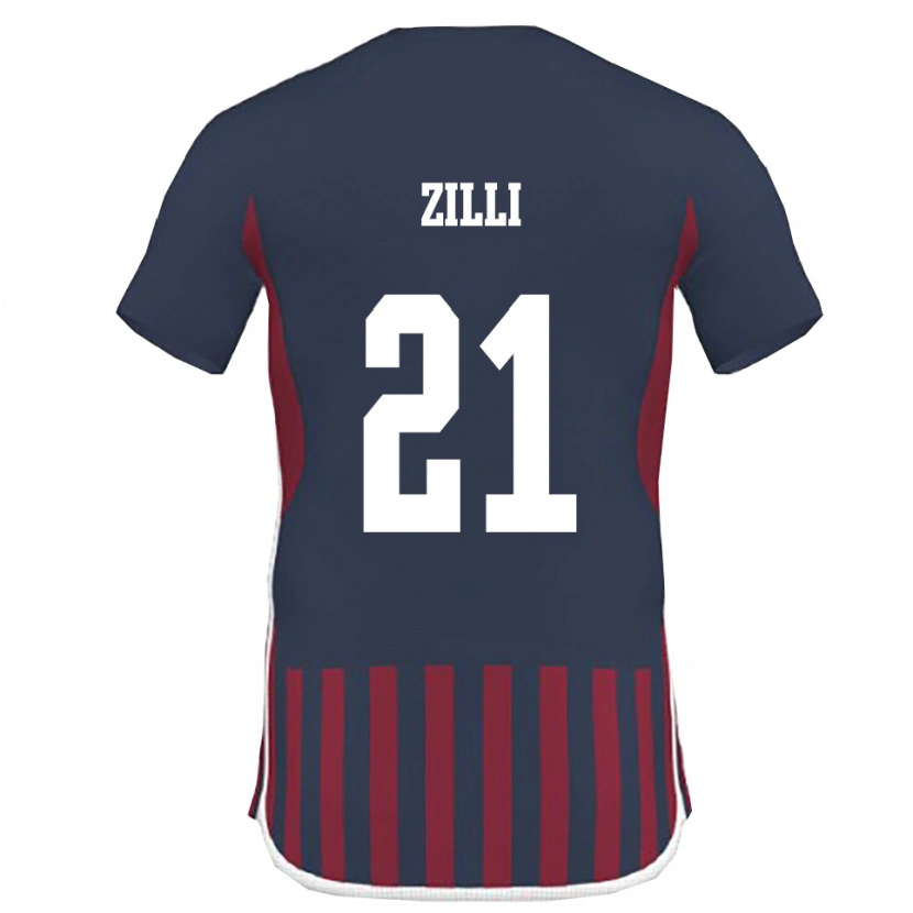 Danxen Barn Massimo Zilli #21 Marinblå Röd Hemmatröja Matchtröjor 2025/26 Tröjor T-Tröja