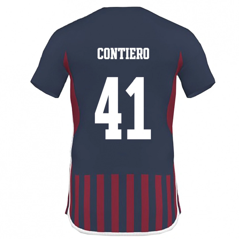 Danxen Barn Edoardo Contiero #41 Marinblå Röd Hemmatröja Matchtröjor 2025/26 Tröjor T-Tröja