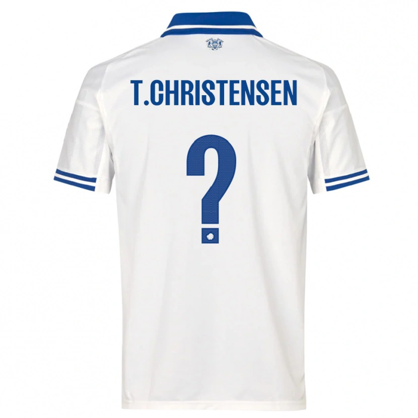 Danxen Barn Tristan Christensen #0 Vit Blå Hemmatröja Matchtröjor 2025/26 Tröjor T-Tröja