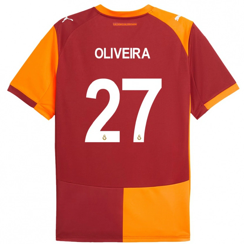 Danxen Barn Sergio Oliveira #27 Röd Orange Hemmatröja Matchtröjor 2025/26 Tröjor T-Tröja