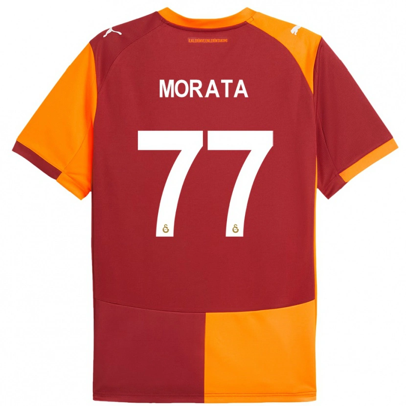 Danxen Barn Álvaro Morata #77 Röd Orange Hemmatröja Matchtröjor 2025/26 Tröjor T-Tröja