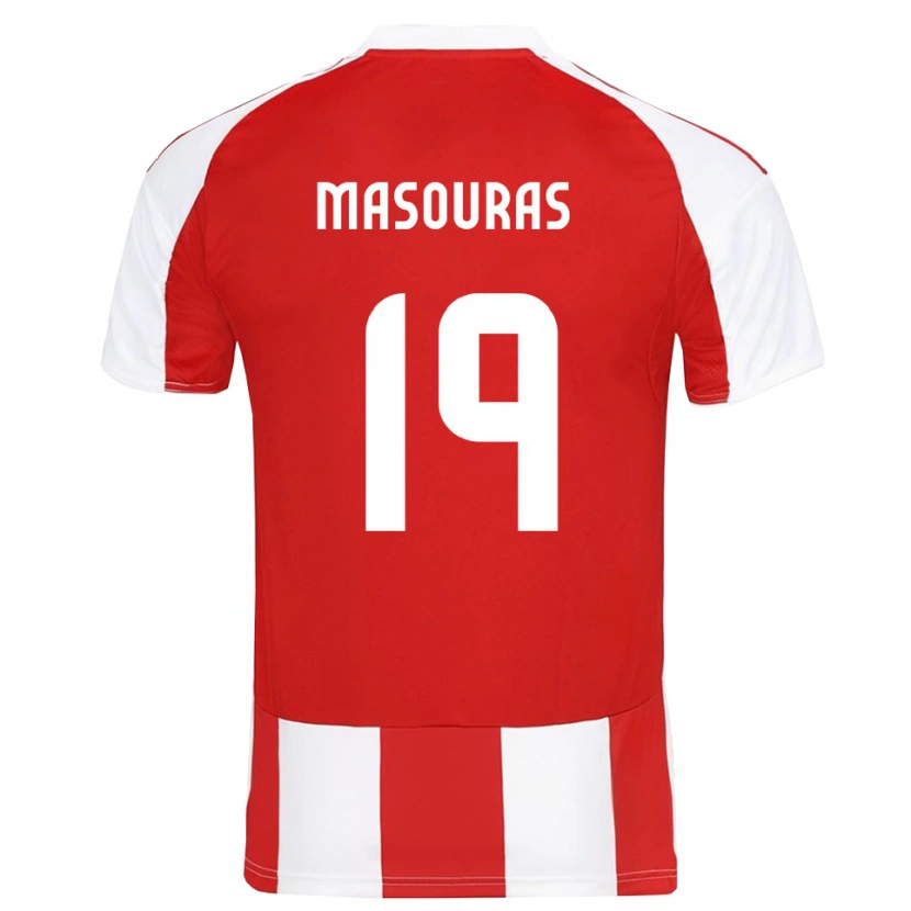 Danxen Barn Georgios Masouras #19 Röd Vit Hemmatröja Matchtröjor 2025/26 Tröjor T-Tröja