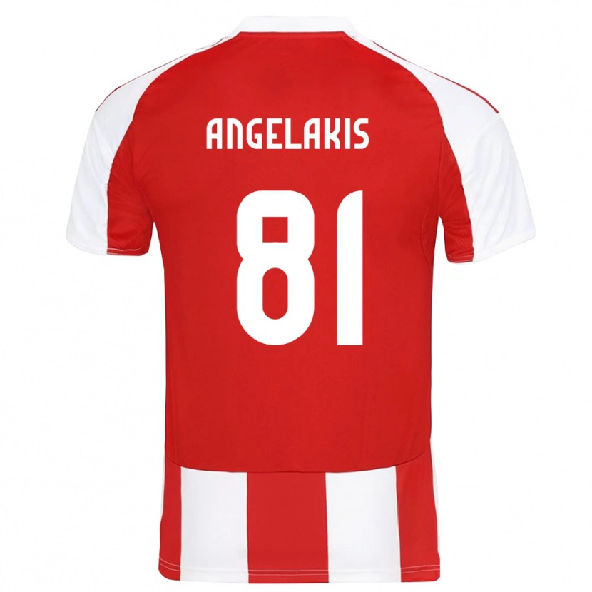 Danxen Barn Konstantinos Angelakis #81 Röd Vit Hemmatröja Matchtröjor 2025/26 Tröjor T-Tröja