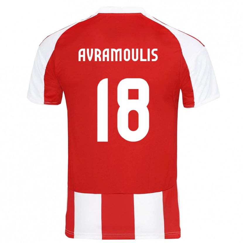 Danxen Barn Nikolaos Avramoulis #18 Röd Vit Hemmatröja Matchtröjor 2025/26 Tröjor T-Tröja
