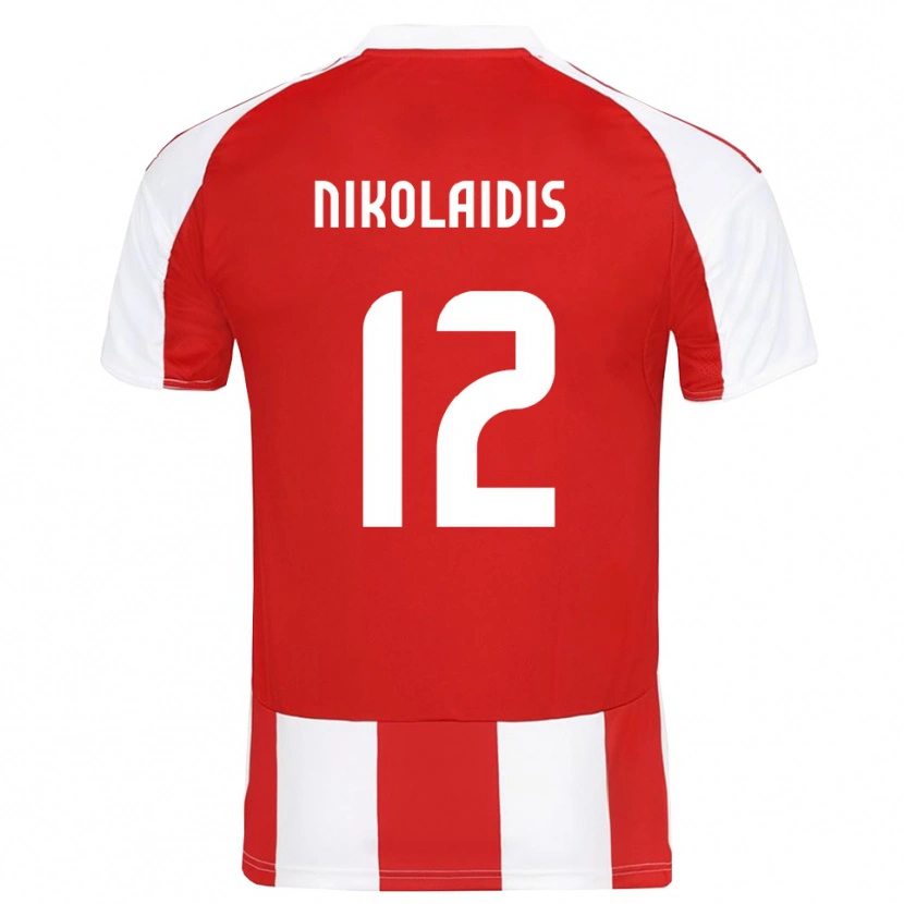 Danxen Barn Georgios Nikolaidis #12 Röd Vit Hemmatröja Matchtröjor 2025/26 Tröjor T-Tröja