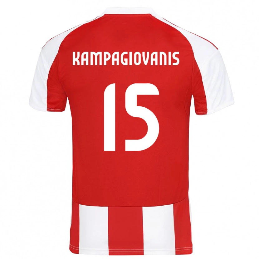 Danxen Barn Anastasios Kampagiovanis #15 Röd Vit Hemmatröja Matchtröjor 2025/26 Tröjor T-Tröja
