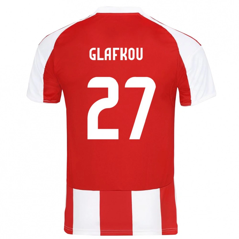 Danxen Barn Anastasis Glafkou #27 Röd Vit Hemmatröja Matchtröjor 2025/26 Tröjor T-Tröja