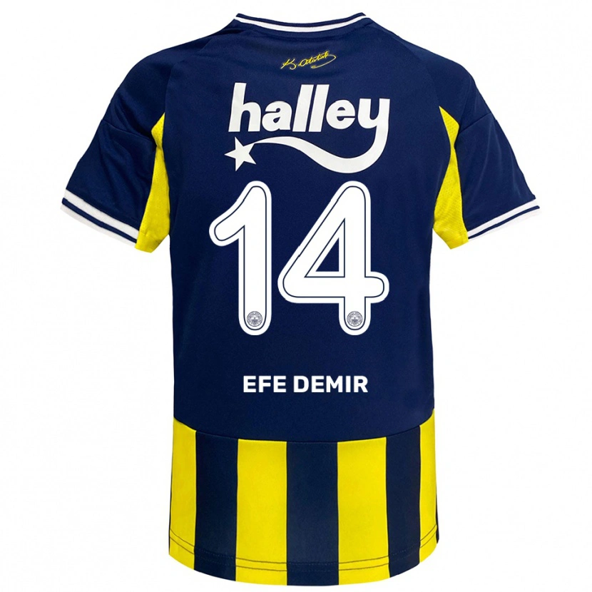 Danxen Barn Yiğit Efe Demir #14 Gul Marinblå Vit Hemmatröja Matchtröjor 2025/26 Tröjor T-Tröja