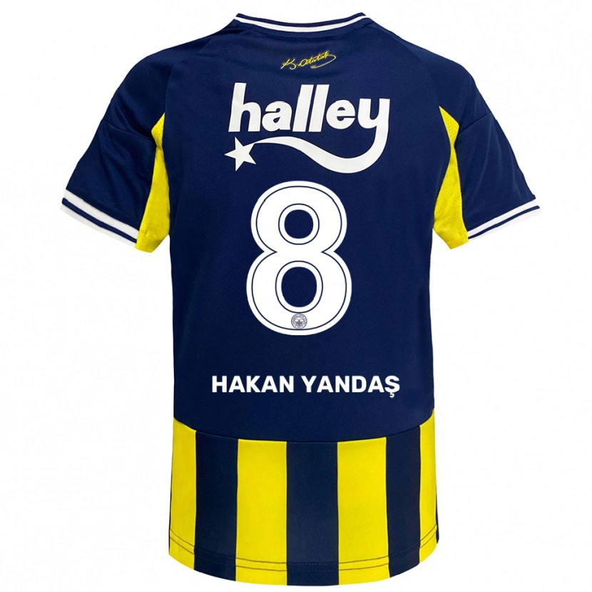 Danxen Barn Mert Hakan Yandaş #8 Gul Marinblå Vit Hemmatröja Matchtröjor 2025/26 Tröjor T-Tröja