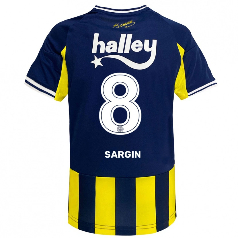 Danxen Barn Samet Sargın #8 Gul Marinblå Vit Hemmatröja Matchtröjor 2025/26 Tröjor T-Tröja