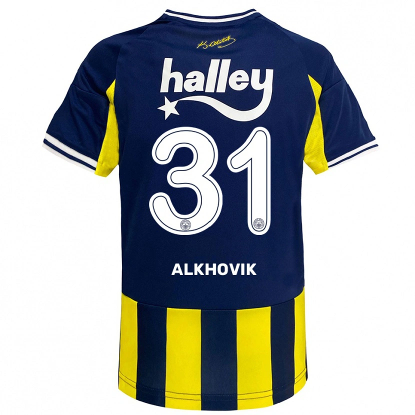 Danxen Barn Karyna Alkhovik #31 Gul Marinblå Vit Hemmatröja Matchtröjor 2025/26 Tröjor T-Tröja