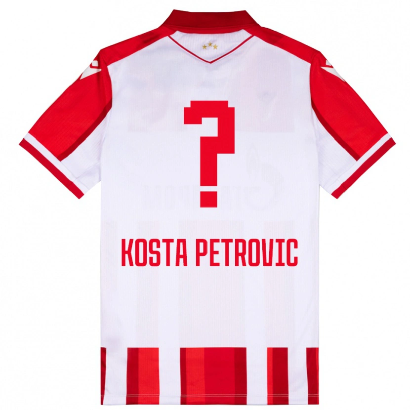 Danxen Barn Kosta Petrovic #0 Röd Vit Hemmatröja Matchtröjor 2025/26 Tröjor T-Tröja