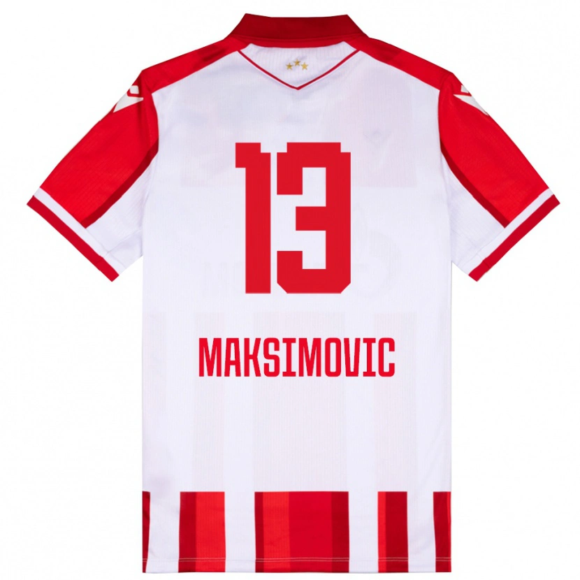 Danxen Barn Filip Maksimovic #13 Röd Vit Hemmatröja Matchtröjor 2025/26 Tröjor T-Tröja