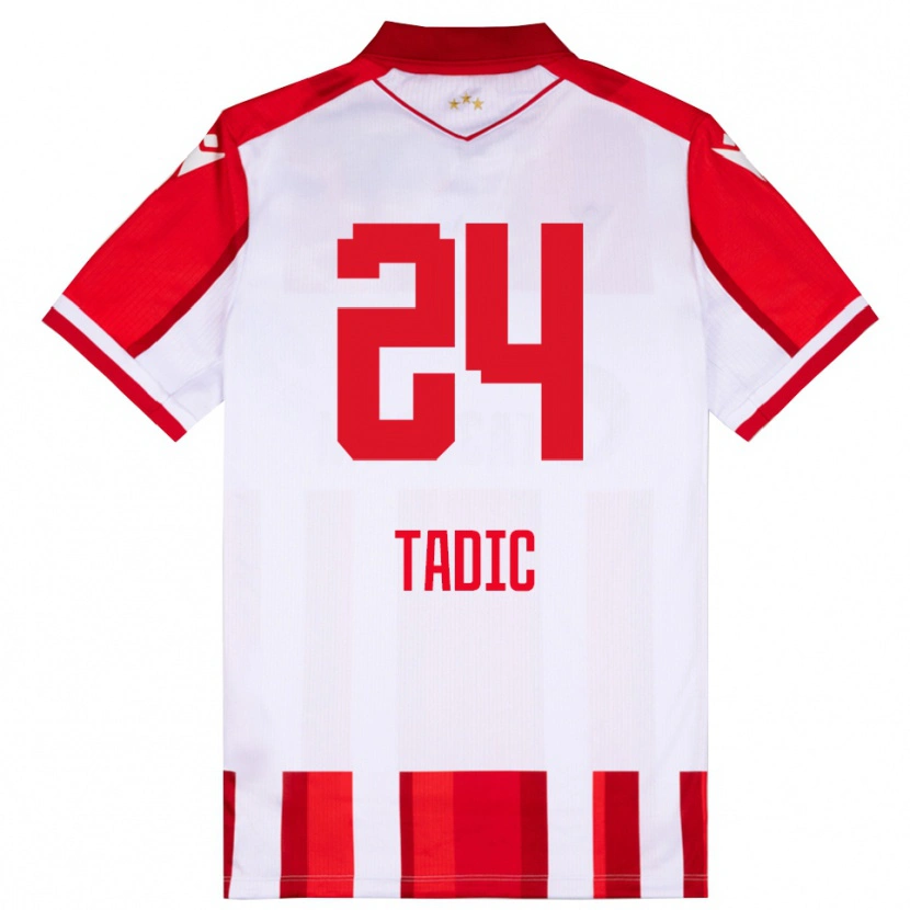 Danxen Barn Ilija Tadic #24 Röd Vit Hemmatröja Matchtröjor 2025/26 Tröjor T-Tröja