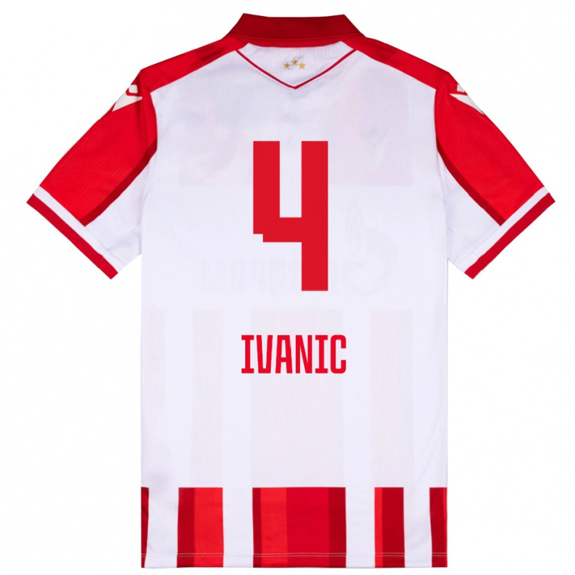 Danxen Barn Mirko Ivanic #4 Röd Vit Hemmatröja Matchtröjor 2025/26 Tröjor T-Tröja