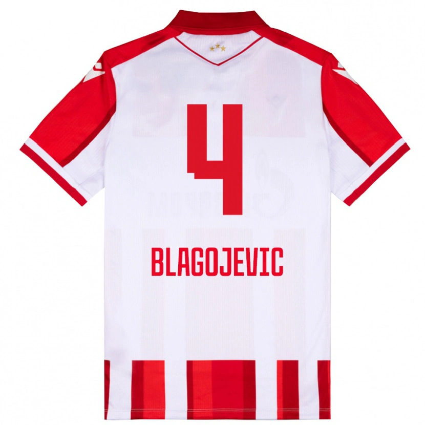 Danxen Barn Niksa Blagojevic #4 Röd Vit Hemmatröja Matchtröjor 2025/26 Tröjor T-Tröja