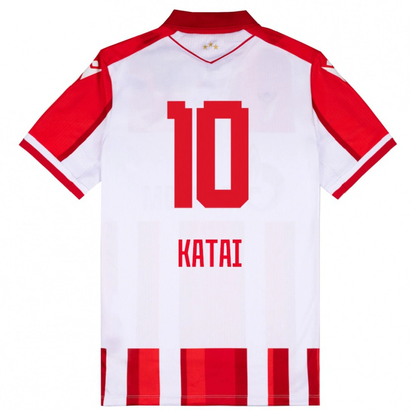 Danxen Barn Aleksandar Katai #10 Röd Vit Hemmatröja Matchtröjor 2025/26 Tröjor T-Tröja