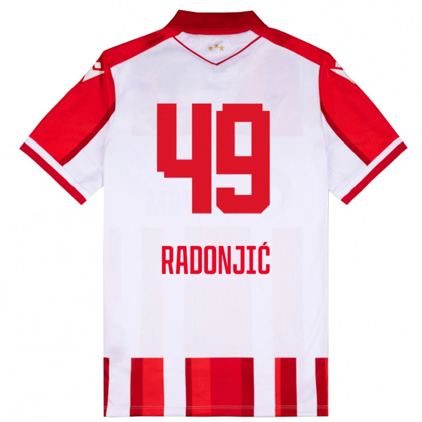 Danxen Barn Nemanja Radonjić #49 Röd Vit Hemmatröja Matchtröjor 2025/26 Tröjor T-Tröja