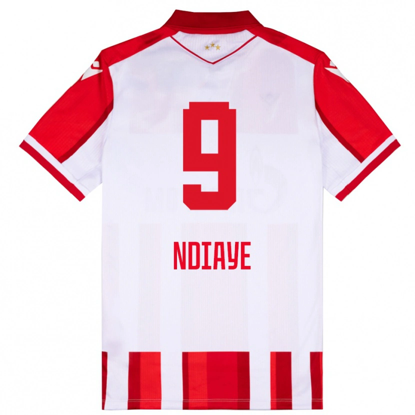 Danxen Barn Cherif Ndiaye #9 Röd Vit Hemmatröja Matchtröjor 2025/26 Tröjor T-Tröja