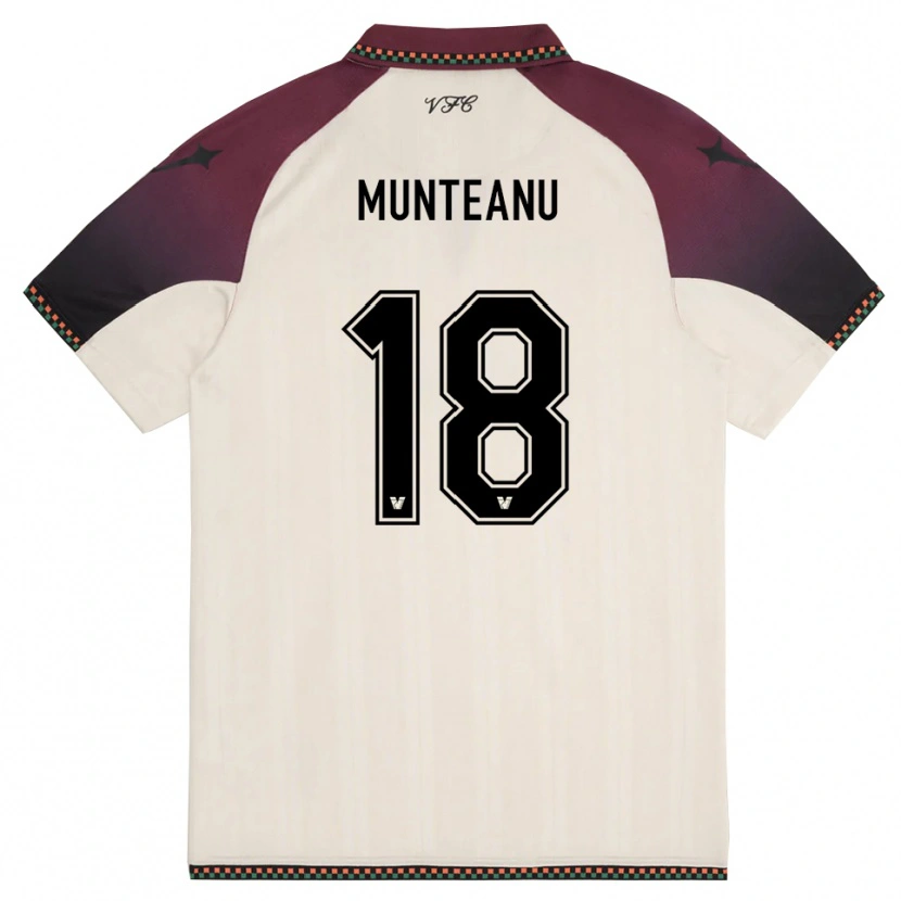 Danxen Barn Denis Munteanu #18 Krämfärgad Vinröd Bortatröja Matchtröjor 2025/26 Tröjor T-Tröja