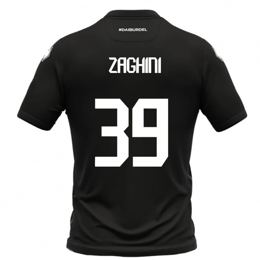 Danxen Barn Mattia Zaghini #39 Svart Vit Bortatröja Matchtröjor 2025/26 Tröjor T-Tröja