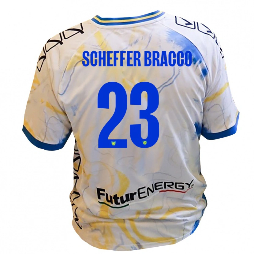 Danxen Barn Mateo Scheffer Bracco #23 Vitt Gult Blått Bortatröja Matchtröjor 2025/26 Tröjor T-Tröja