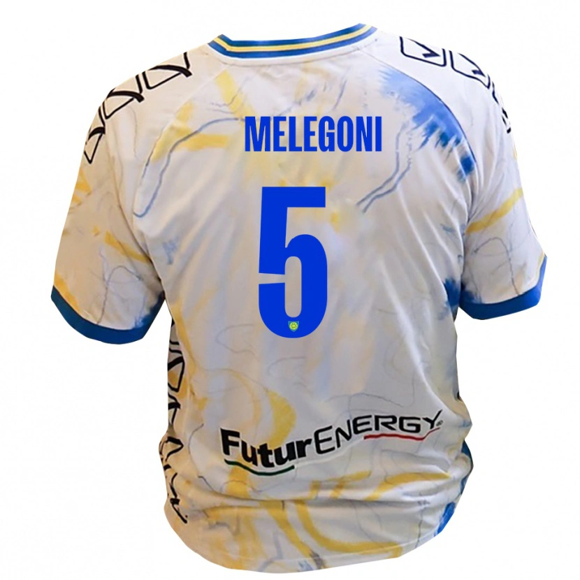 Danxen Barn Filippo Melegoni #5 Vitt Gult Blått Bortatröja Matchtröjor 2025/26 Tröjor T-Tröja