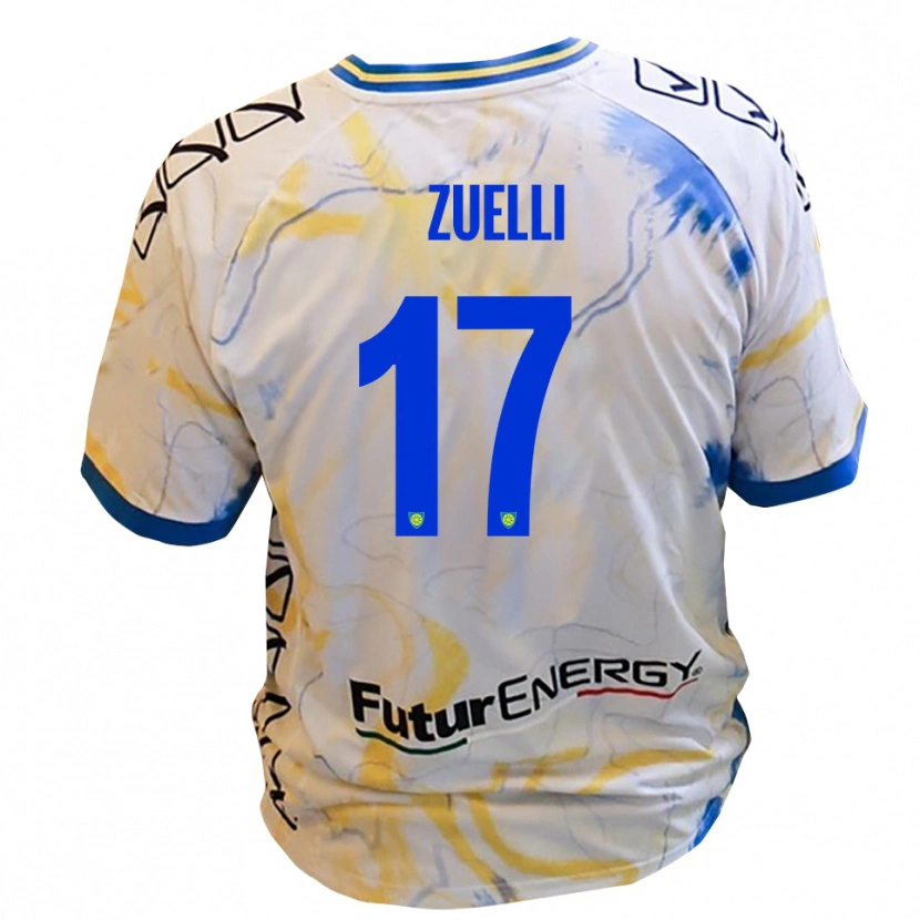 Danxen Barn Emanuele Zuelli #17 Vitt Gult Blått Bortatröja Matchtröjor 2025/26 Tröjor T-Tröja