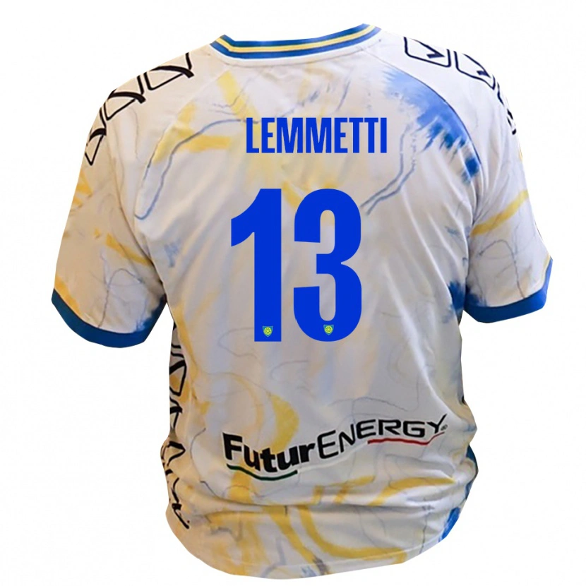 Danxen Barn Tommaso Lemmetti #13 Vitt Gult Blått Bortatröja Matchtröjor 2025/26 Tröjor T-Tröja