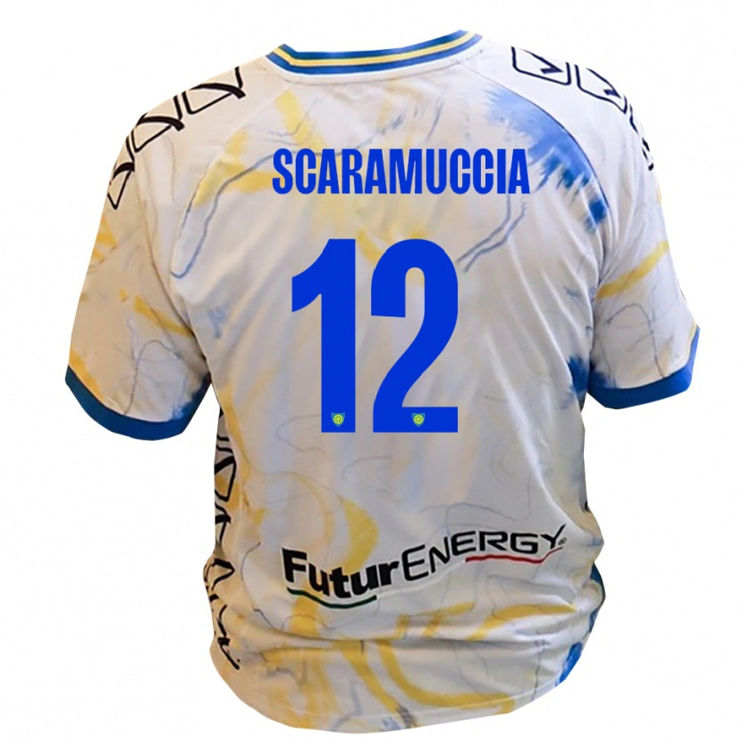 Danxen Barn Francesco Scaramuccia #12 Vitt Gult Blått Bortatröja Matchtröjor 2025/26 Tröjor T-Tröja
