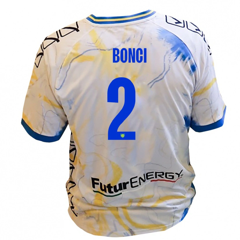 Danxen Barn Alberto Bonci #2 Vitt Gult Blått Bortatröja Matchtröjor 2025/26 Tröjor T-Tröja