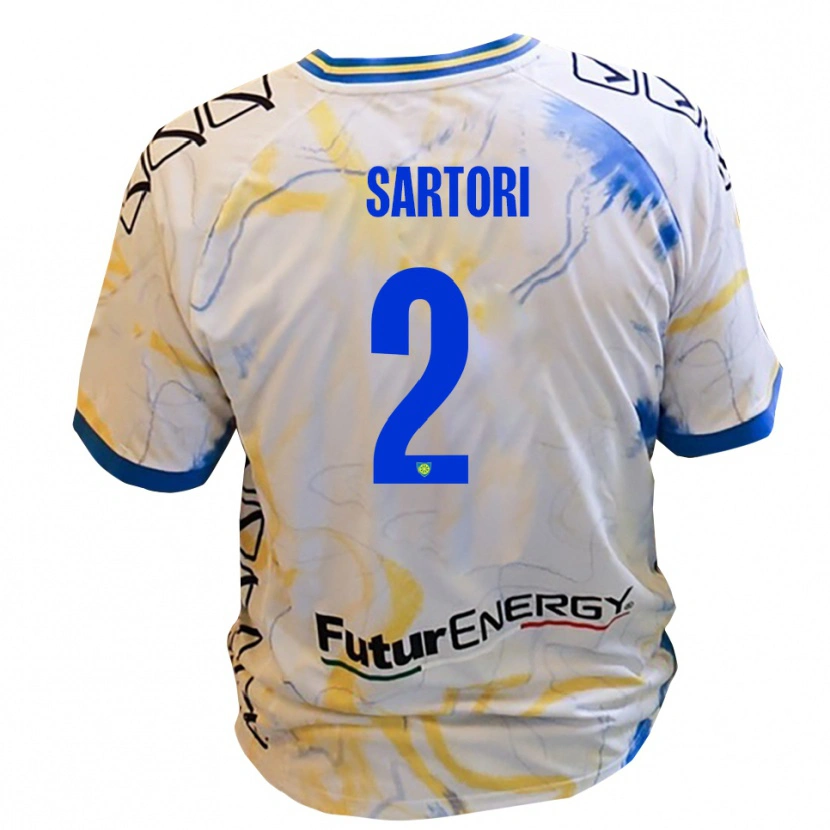 Danxen Barn Edoardo Sartori #2 Vitt Gult Blått Bortatröja Matchtröjor 2025/26 Tröjor T-Tröja