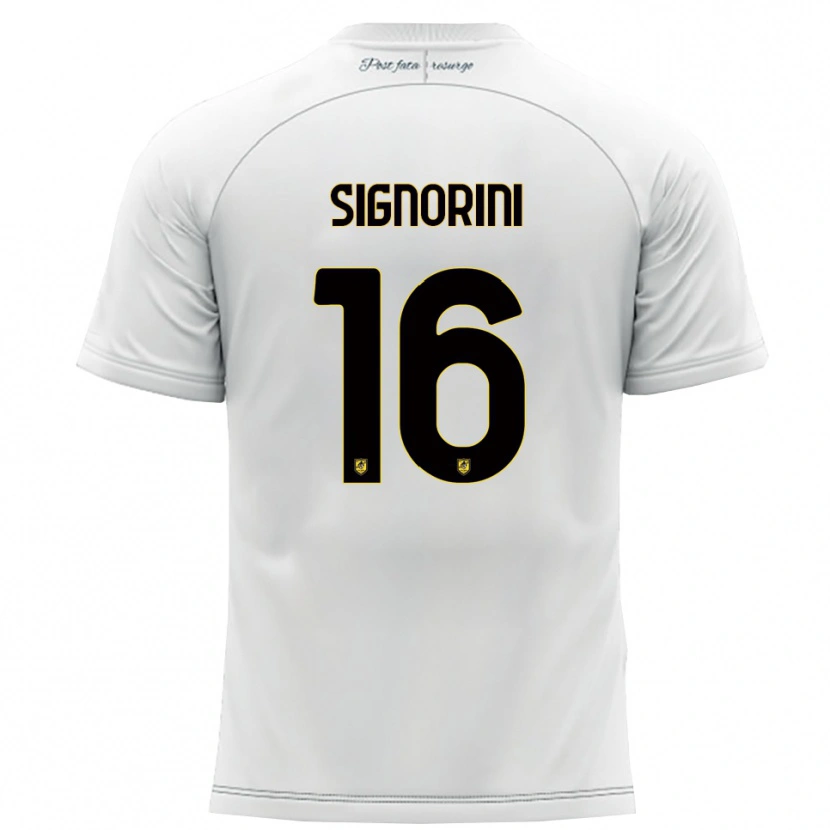 Danxen Barn Alessandro Signorini #16 Vitt Gult Bortatröja Matchtröjor 2025/26 Tröjor T-Tröja
