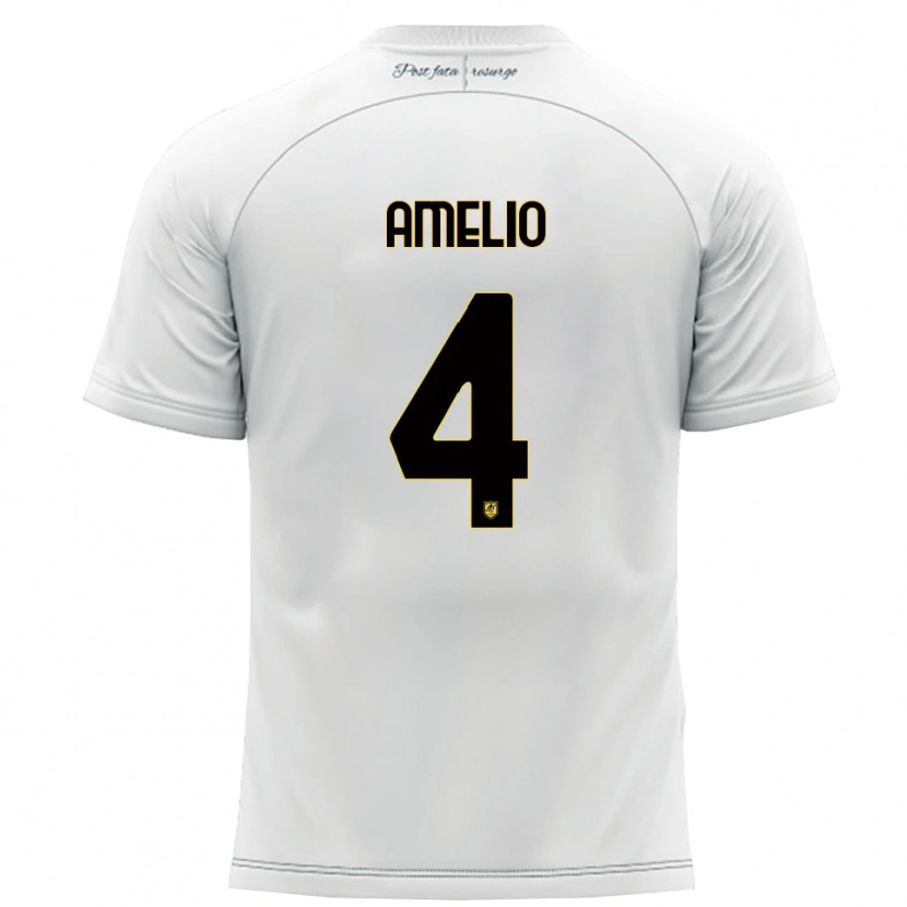 Danxen Barn Ciro Amelio #4 Vitt Gult Bortatröja Matchtröjor 2025/26 Tröjor T-Tröja