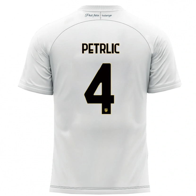 Danxen Barn Vincenzo Petrlic #4 Vitt Gult Bortatröja Matchtröjor 2025/26 Tröjor T-Tröja