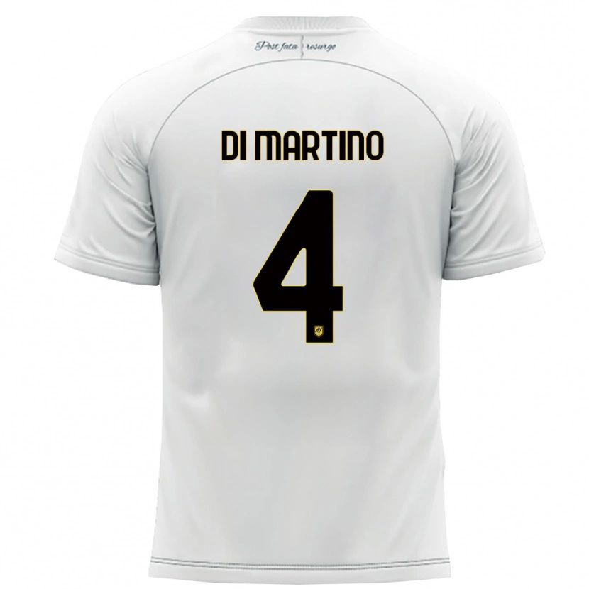 Danxen Barn Mattia Di Martino #4 Vitt Gult Bortatröja Matchtröjor 2025/26 Tröjor T-Tröja