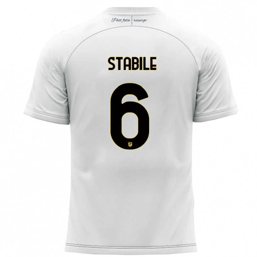 Danxen Barn Giacomo Stabile #6 Vitt Gult Bortatröja Matchtröjor 2025/26 Tröjor T-Tröja