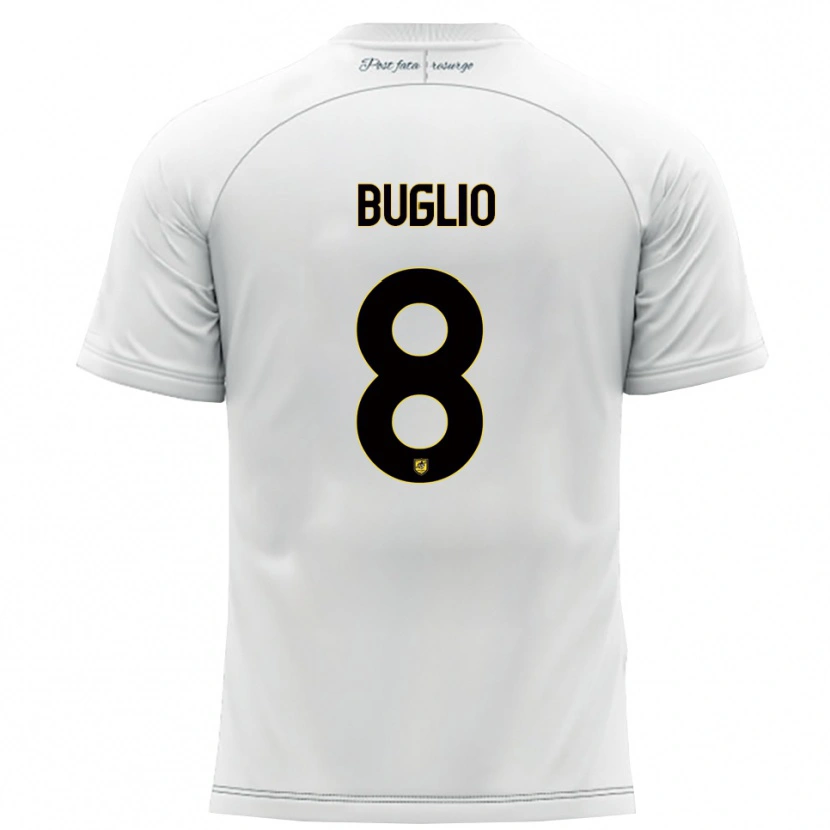 Danxen Barn Davide Buglio #8 Vitt Gult Bortatröja Matchtröjor 2025/26 Tröjor T-Tröja