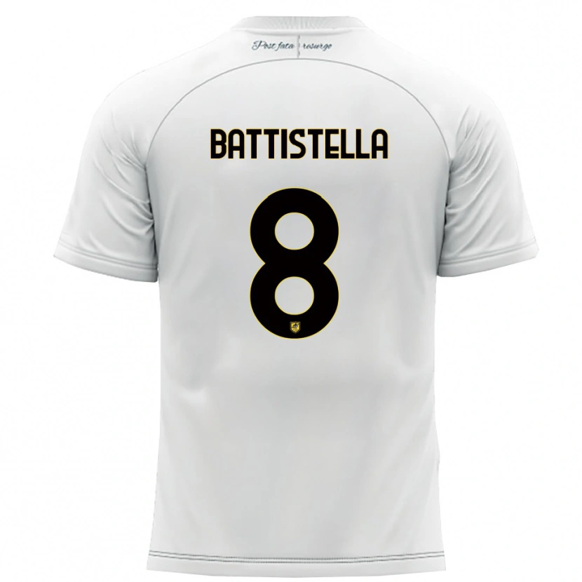 Danxen Barn Thomas Battistella #8 Vitt Gult Bortatröja Matchtröjor 2025/26 Tröjor T-Tröja