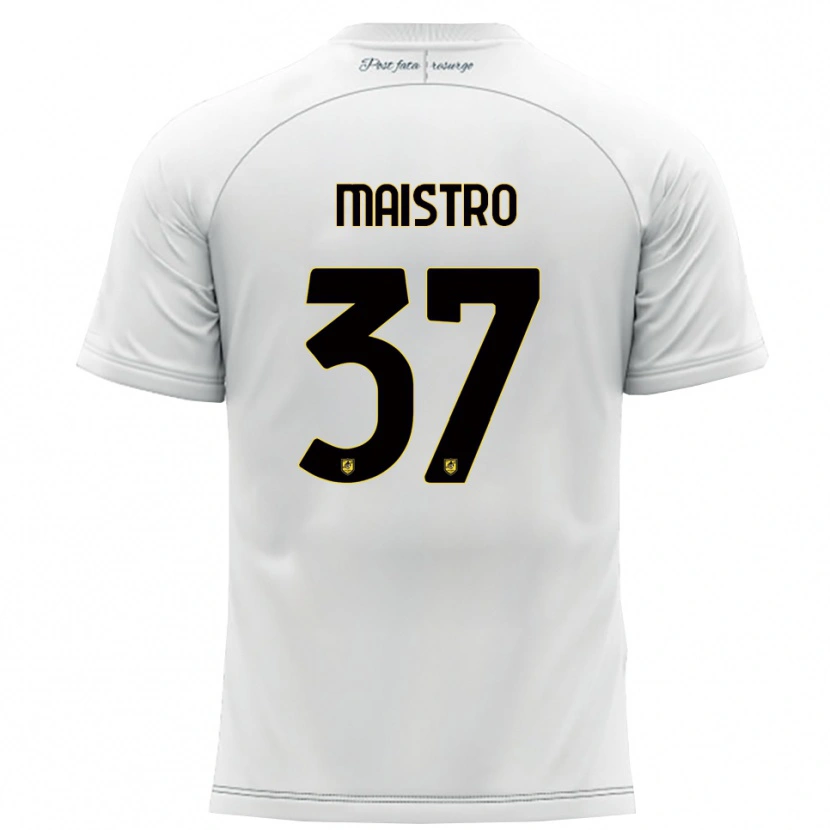 Danxen Barn Fabio Maistro #37 Vitt Gult Bortatröja Matchtröjor 2025/26 Tröjor T-Tröja