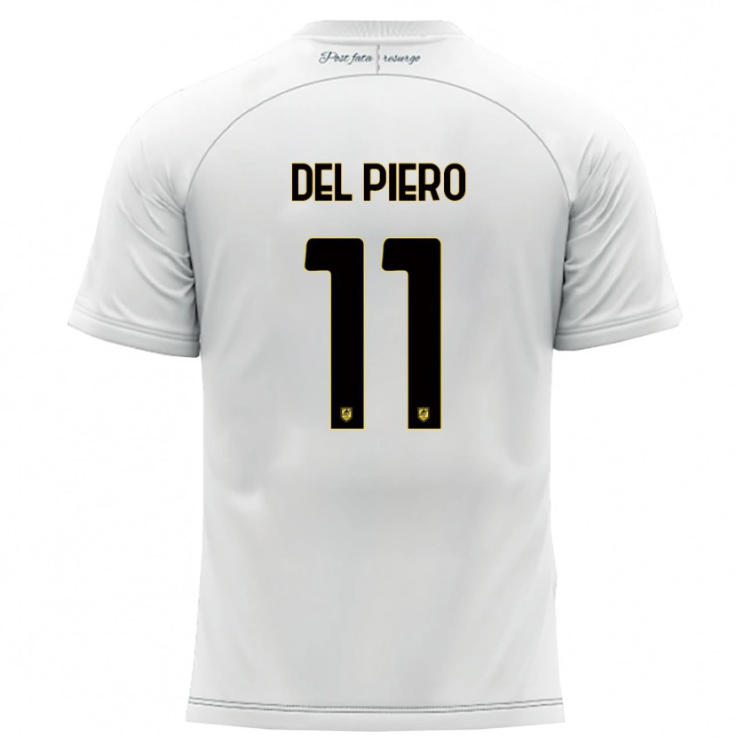 Danxen Barn Lorenzo Del Piero #11 Vitt Gult Bortatröja Matchtröjor 2025/26 Tröjor T-Tröja