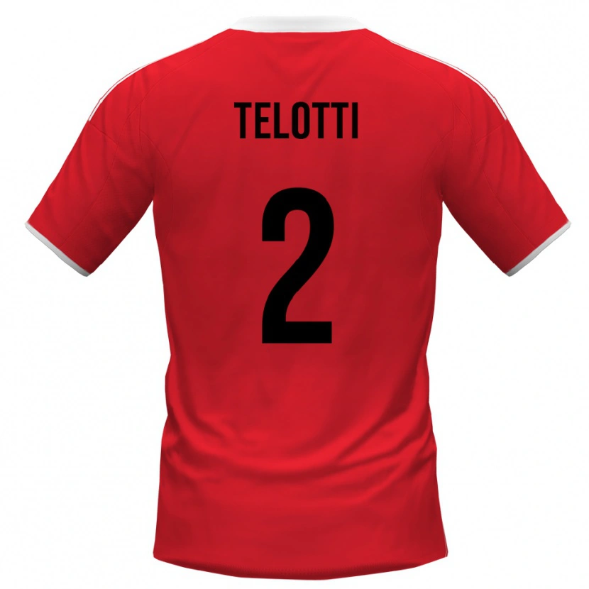Danxen Barn Giacomo Telotti #2 Röd Vit Bortatröja Matchtröjor 2025/26 Tröjor T-Tröja