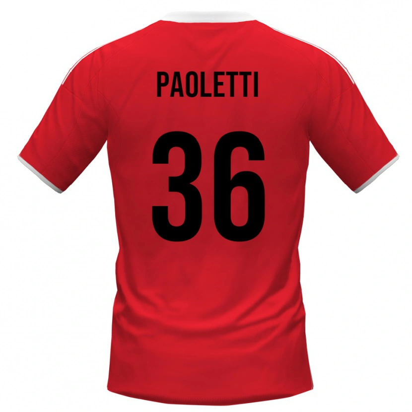 Danxen Barn Flavio Paoletti #36 Röd Vit Bortatröja Matchtröjor 2025/26 Tröjor T-Tröja